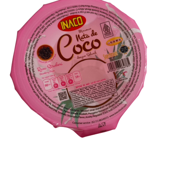 INACO Nata De Coco Aardbei met Basilicumzaad Selasih 200gr (24)